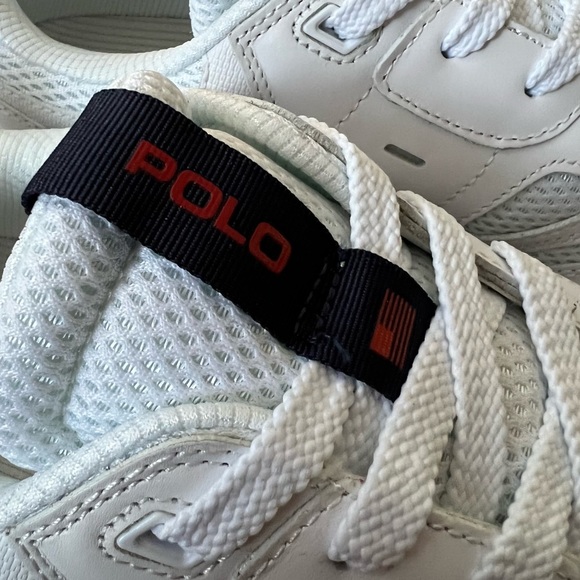 POLO RALPH LAUREN Mens Leather Mesh Jogger Sneaker White Multi - Picture 7 of 10